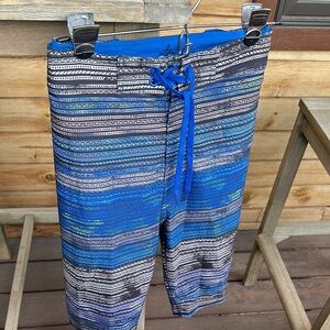 Prana Blue and Black Striped Board Shorts